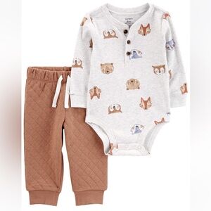 Carter’s Infant Boy’s 9 Mo Gender Neutral Forest Animal Bodysuit Pant Set